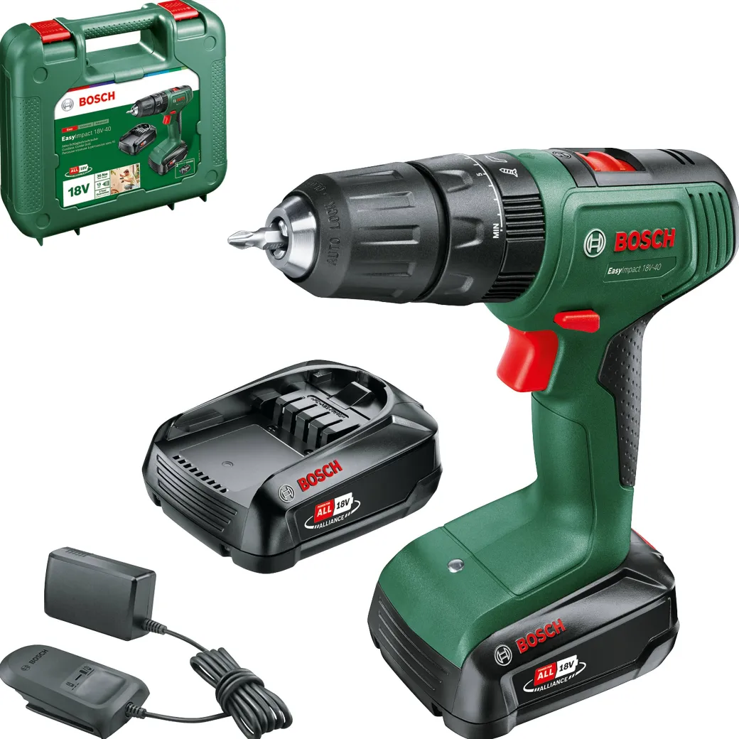 Bosch Accuboormachine Met Klopfunctie Easyimpact-40 18V (2 Accu'S)|Brico New
