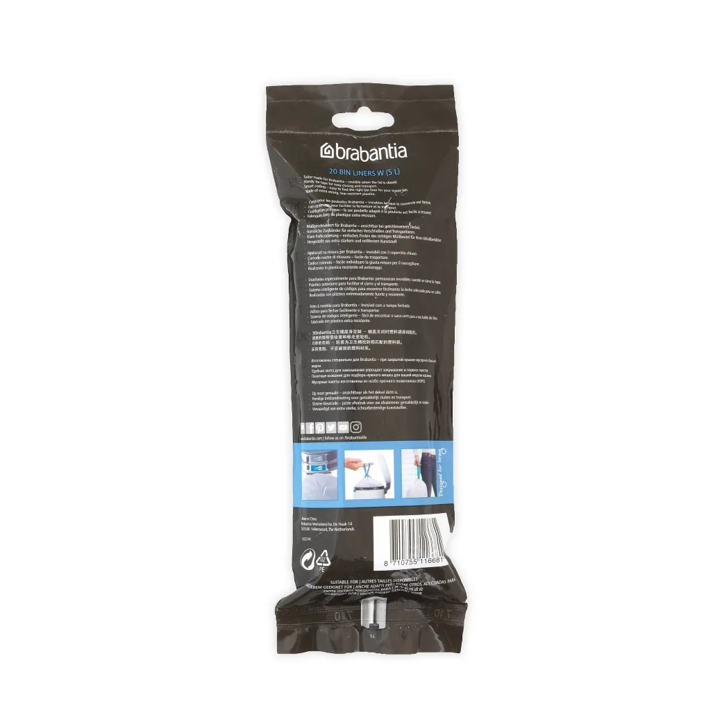 Brabantia Afvalzak Perfectfit W Wit 5L 20 Stuks|Brico