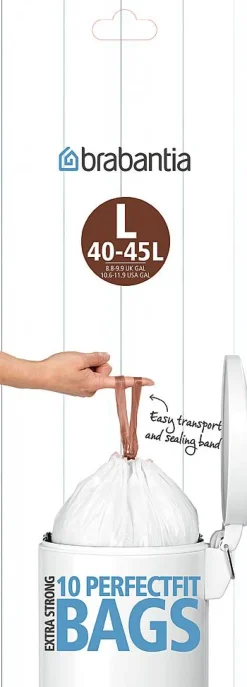 Brabantia Afvalzak Perfectfit L Wit 45L 10 Stuks|Brico Clearance