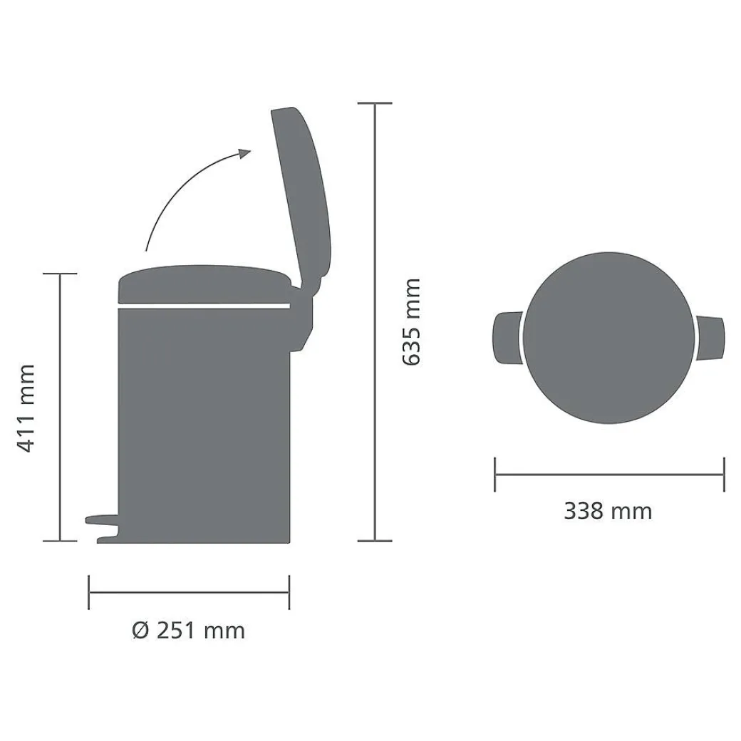 Brabantia Pedaalemmer Newicon Matt Black 12L|Brico Outlet