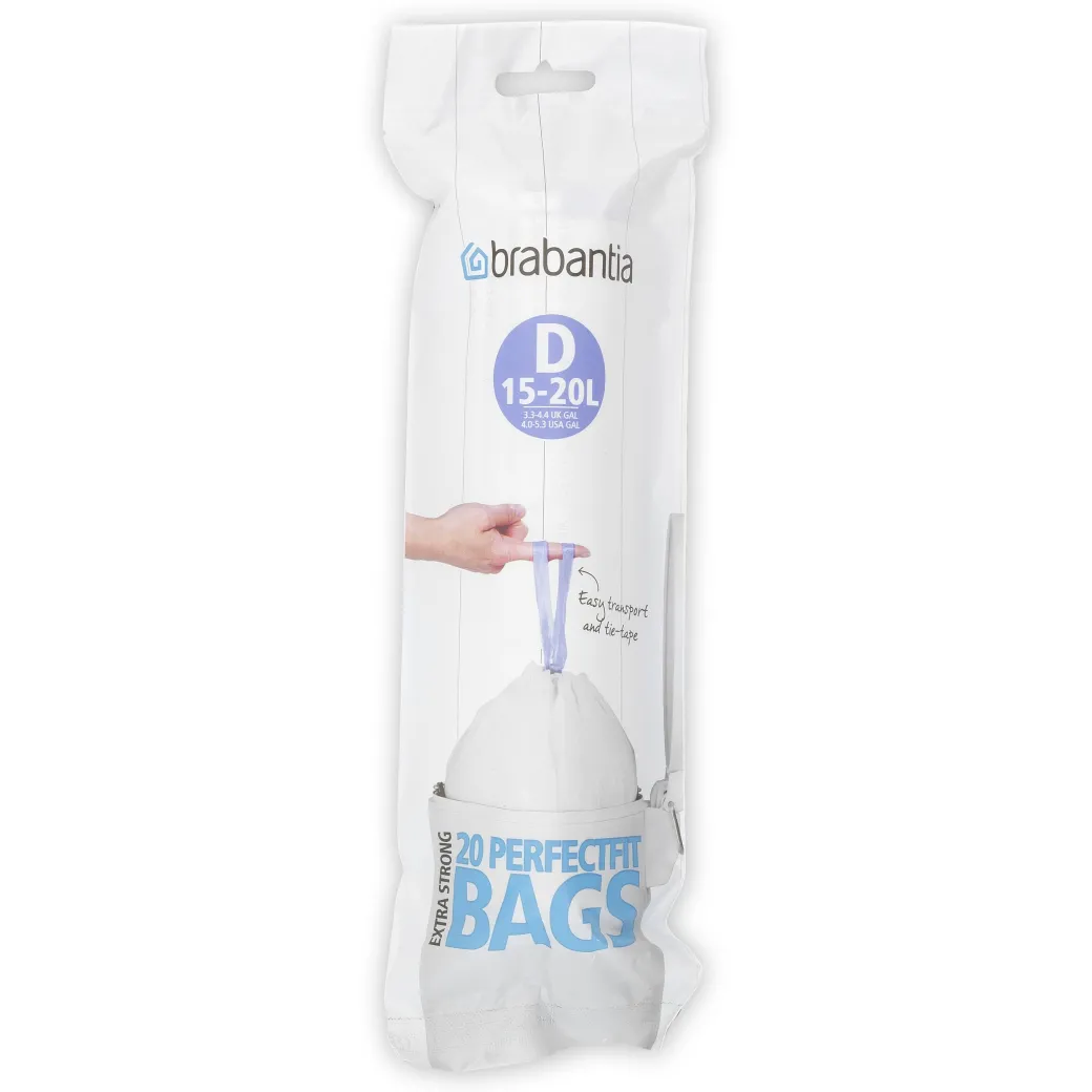 Brabantia Perfectfit Afvalzak Met Trekbandsluiting Code D 15-20L 20 Stuks/Rol Recycled|Brico Outlet
