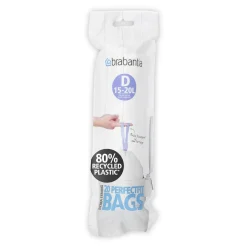Brabantia Perfectfit Afvalzak Met Trekbandsluiting Code D 15-20L 20 Stuks/Rol Recycled|Brico Outlet