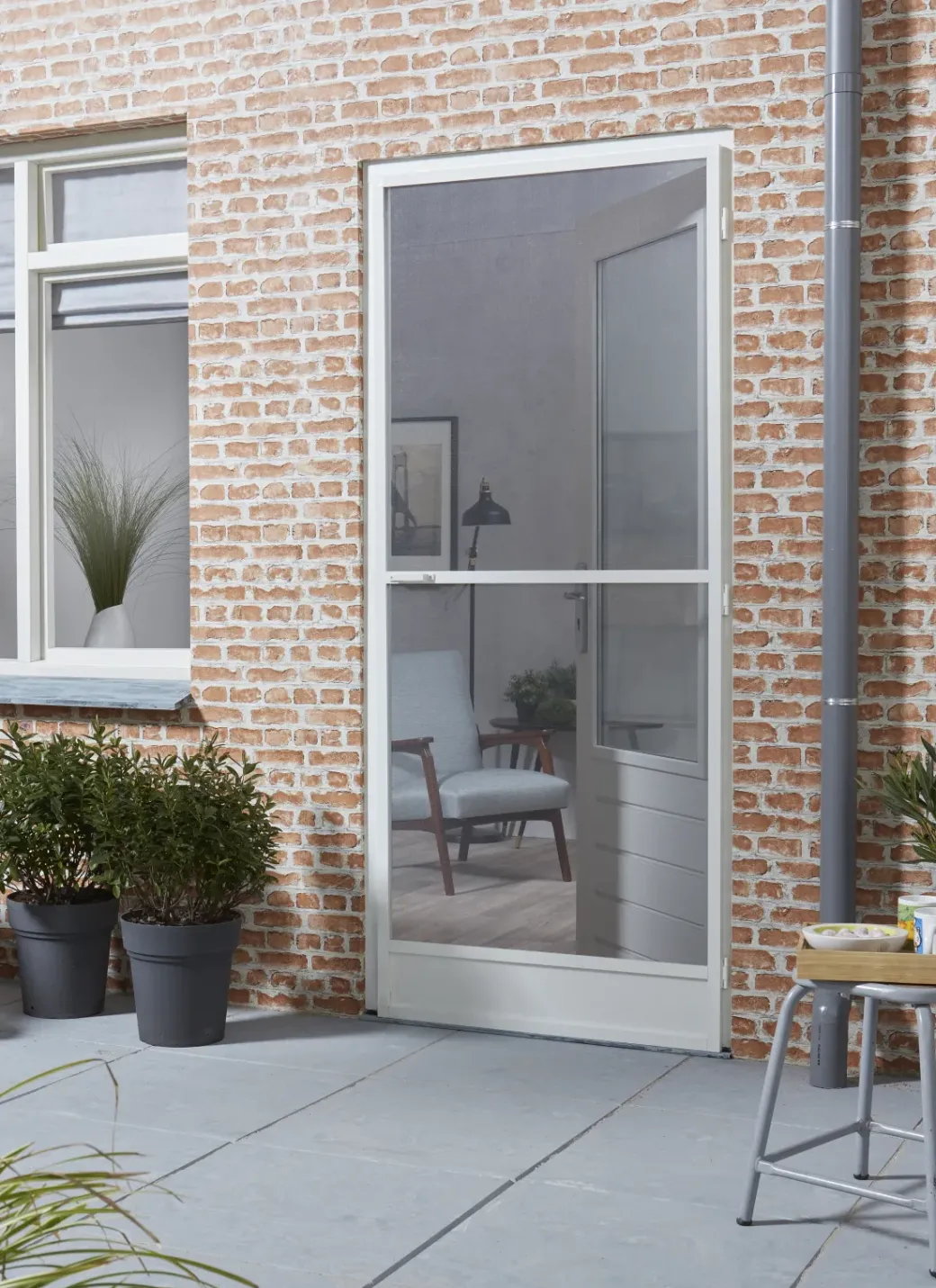 Brico Vliegendeuren-Cando Hordeur Comfort - Magnetische Hordeur - Wit Profiel - Grijs Gaas - 100X235Cm