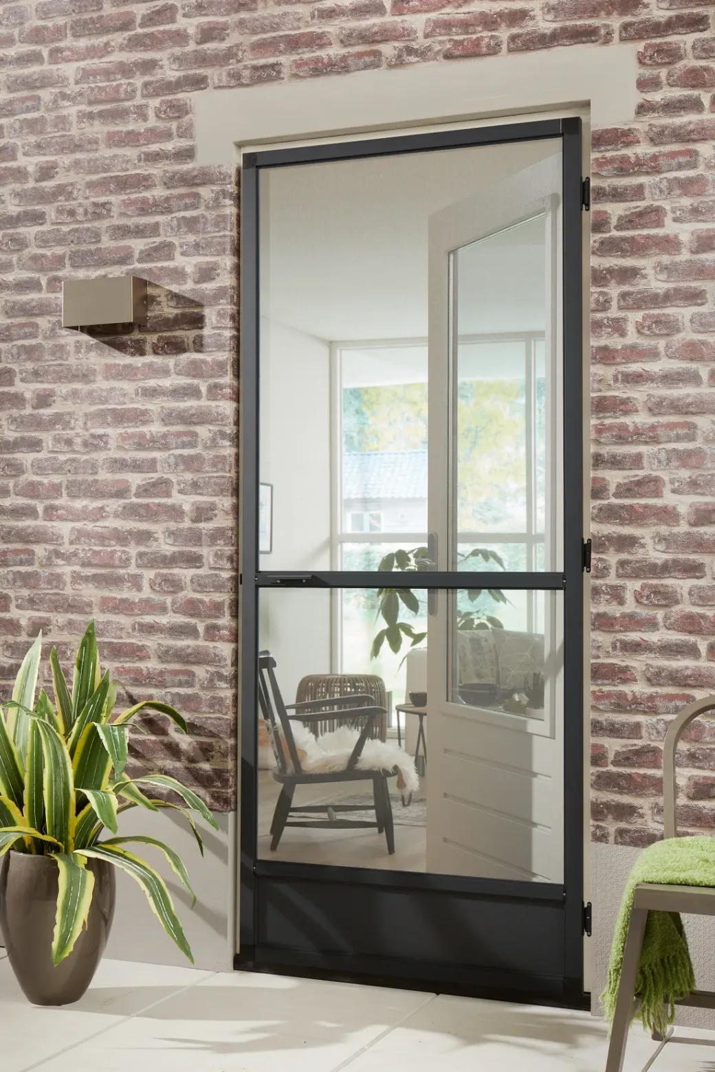 Brico Vliegendeuren-Cando Hordeur Premium - Magnetische Hordeur - Antraciet Profiel - Grijs Gaas - 100X235Cm