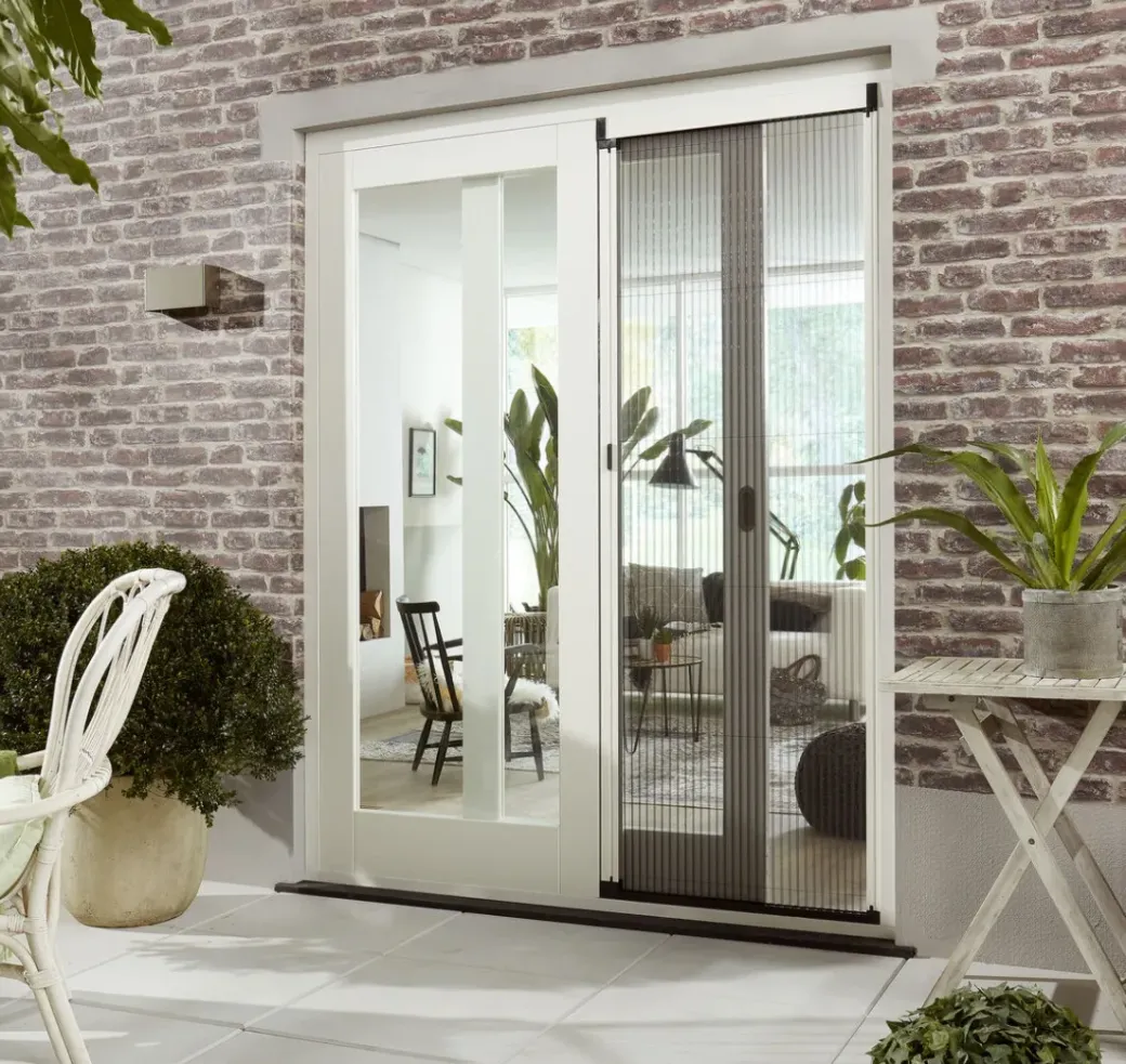 Brico Vliegendeuren-Cando Hordeur Premium B - Plisse Hordeur - Wit Profiel - Grijs Gaas - 96X200Cm