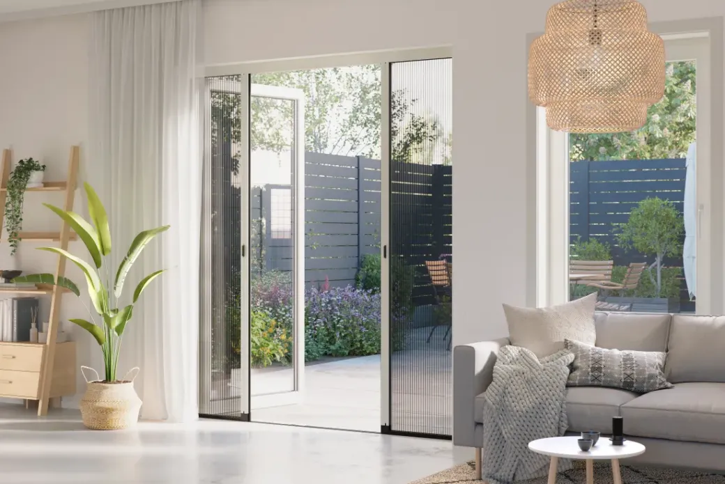 Brico Vliegendeuren-Cando Hordeur Premium D - Plisse Hordeur - Wit Profiel - Zwart Gaas - 96X206Cm