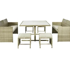 Brico Loungesets-Central Park Dining Loungeset Capri Naturel 7-Delig