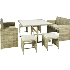 Brico Loungesets-Central Park Dining Loungeset Capri Naturel 7-Delig