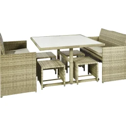 Brico Loungesets-Central Park Dining Loungeset Capri Naturel 7-Delig