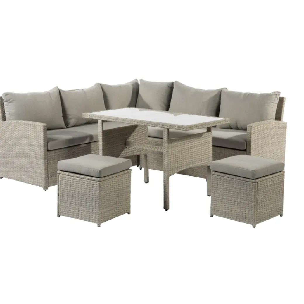 Brico Loungesets-Central Park Dining Loungeset Rochelle Creme 5 Stuks