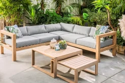 Brico Loungesets-Central Park Hoekbank Loungeset Sorrento Acaciahout
