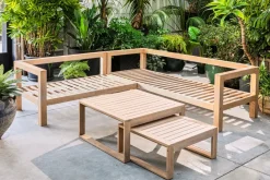 Brico Loungesets-Central Park Hoekbank Loungeset Sorrento Acaciahout
