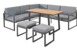 Brico Loungesets-Central Park Hoekbank Loungeset Monte Carlo 5-Delig Aluminium