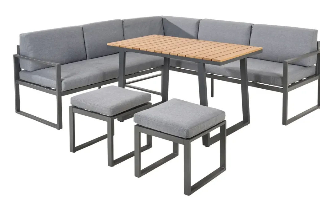 Brico Loungesets-Central Park Hoekbank Loungeset Monte Carlo 5-Delig Aluminium