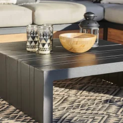 Brico Loungesets-Central Park Hoekbank Loungeset Cassis Zwart Hout