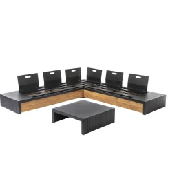 Brico Loungesets-Central Park Hoekbank Loungeset Cassis Zwart Hout
