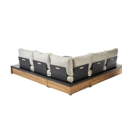 Brico Loungesets-Central Park Hoekbank Loungeset Cassis Zwart Hout
