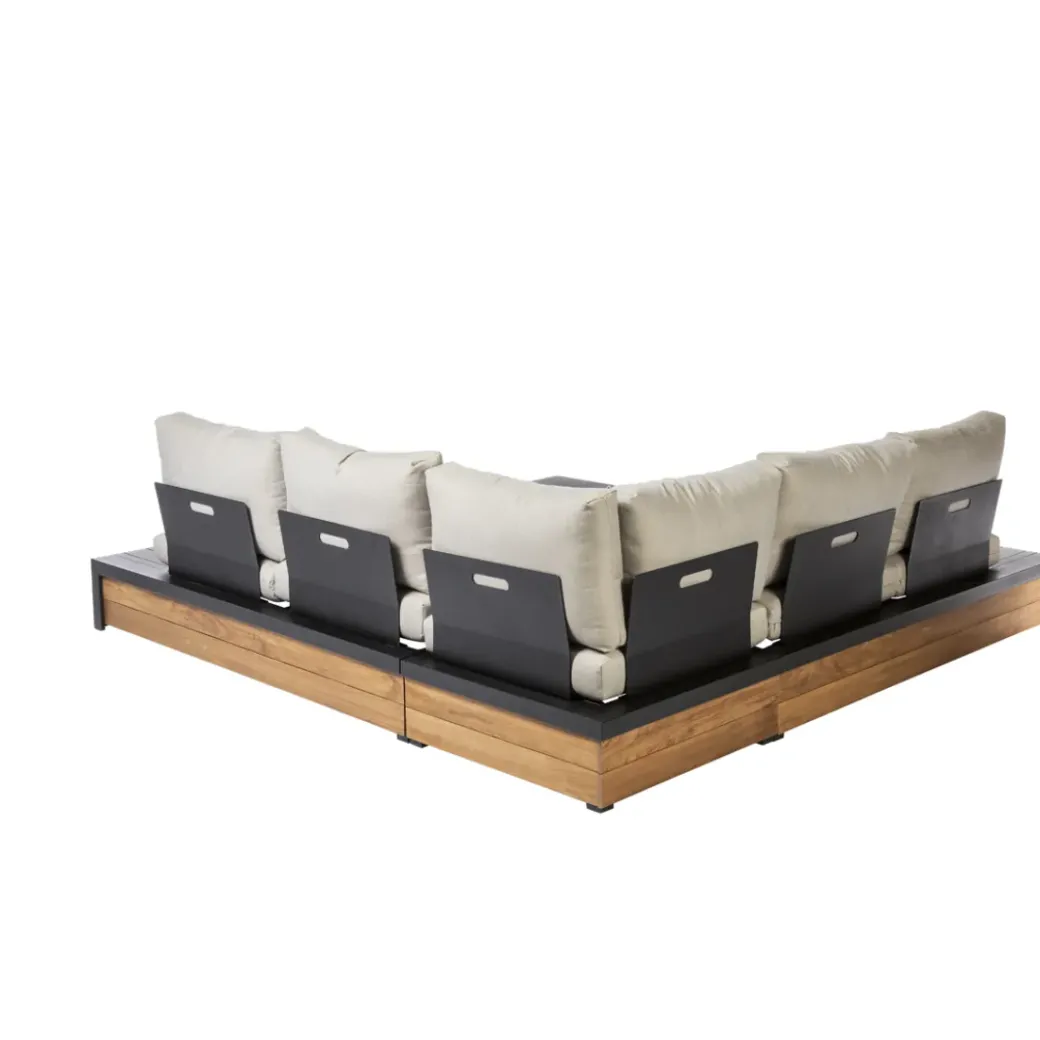 Brico Loungesets-Central Park Hoekbank Loungeset Cassis Zwart Hout