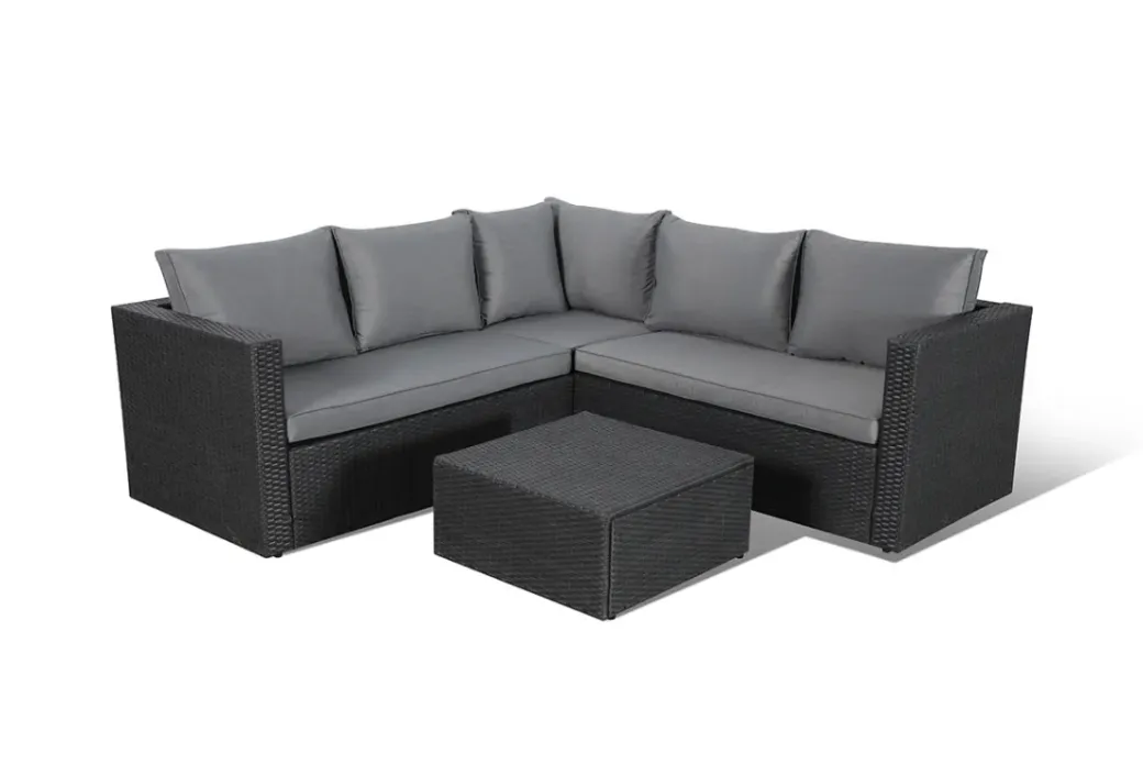 Brico Loungesets-Central Park Hoekbank Loungeset Alea Grijs Staal/Wicker 3 Stuks