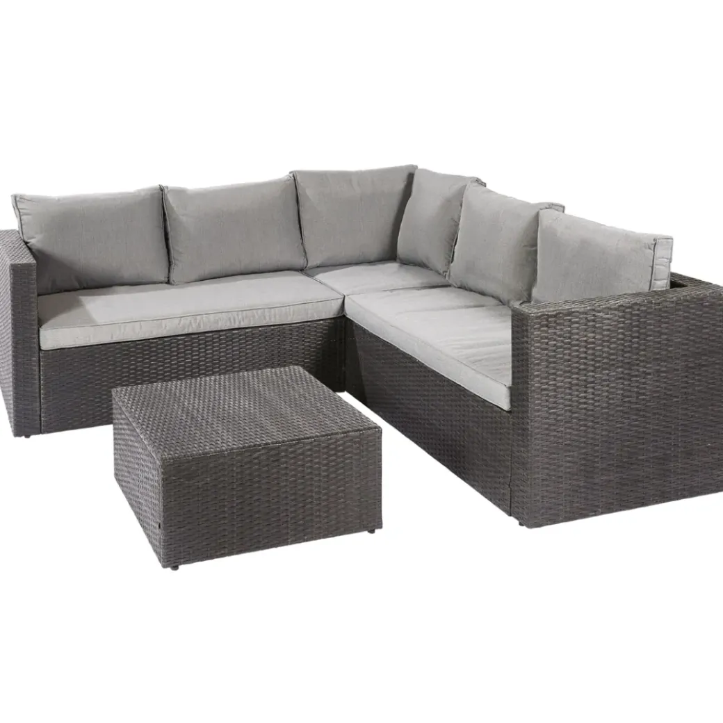 Brico Loungesets-Central Park Hoekbank Loungeset Alea Grijs Staal/Wicker 3 Stuks