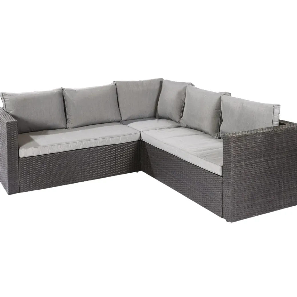 Brico Loungesets-Central Park Hoekbank Loungeset Alea Grijs Staal/Wicker 3 Stuks