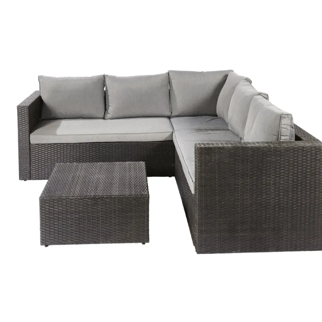 Brico Loungesets-Central Park Hoekbank Loungeset Alea Grijs Staal/Wicker 3 Stuks