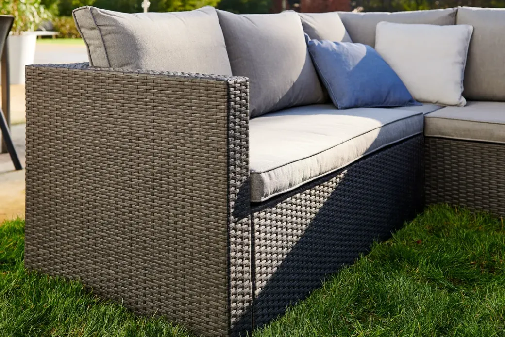Brico Loungesets-Central Park Hoekbank Loungeset Alea Grijs Staal/Wicker 3 Stuks