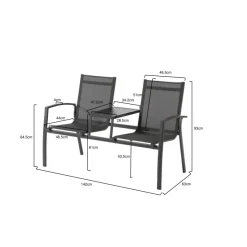 Brico Tuinbanken-Central Park Tuinbank Nicola 2-Zits Aluminium Antraciet