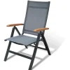 Brico Tuinstoelen-Central Park Tuinstoel Analee Verstelbaar Aluminium/Textileen Grijs