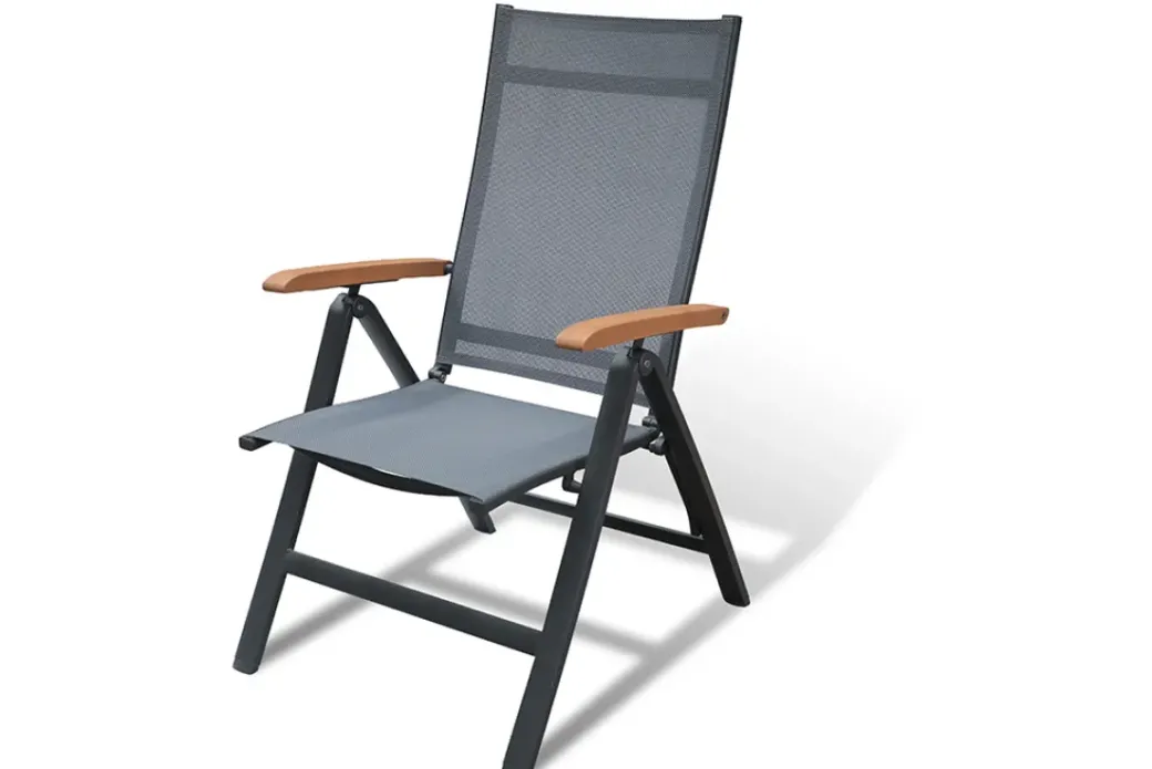 Brico Tuinstoelen-Central Park Tuinstoel Analee Verstelbaar Aluminium/Textileen Grijs