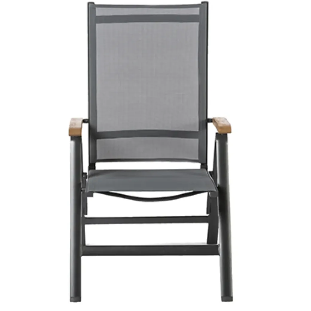 Brico Tuinstoelen-Central Park Tuinstoel Analee Verstelbaar Aluminium/Textileen Grijs