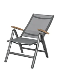 Brico Tuinstoelen-Central Park Tuinstoel Analee Verstelbaar Aluminium/Textileen Grijs