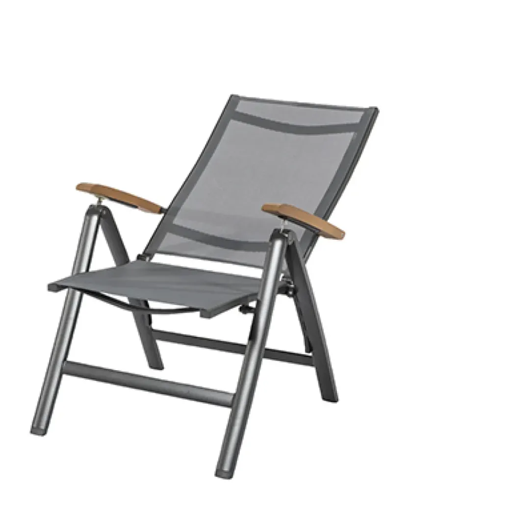 Brico Tuinstoelen-Central Park Tuinstoel Analee Verstelbaar Aluminium/Textileen Grijs