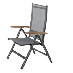 Brico Tuinstoelen-Central Park Tuinstoel Analee Verstelbaar Aluminium/Textileen Grijs