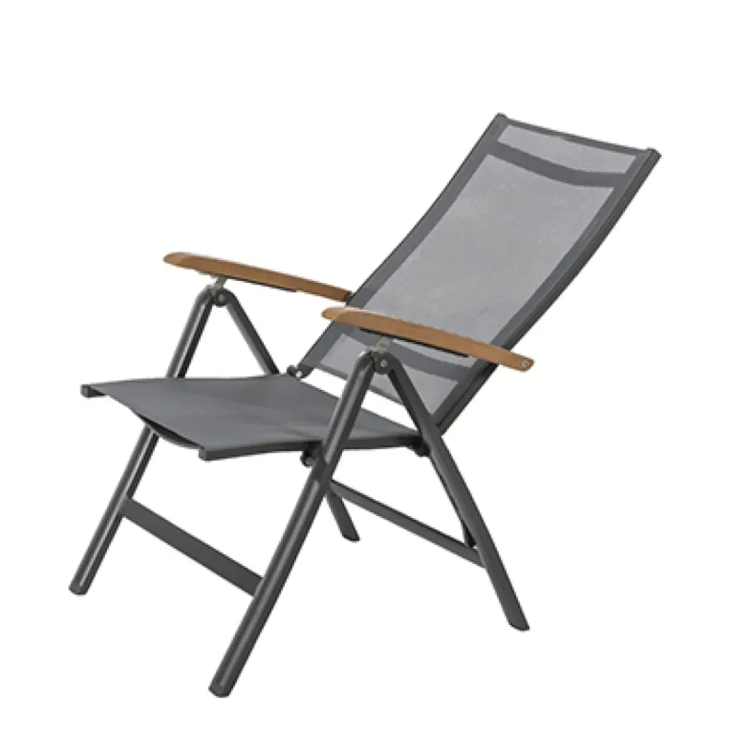 Brico Tuinstoelen-Central Park Tuinstoel Analee Verstelbaar Aluminium/Textileen Grijs
