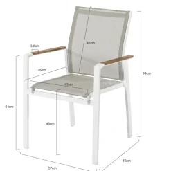 Brico Tuinstoelen-Central Park Tuinstoel Bonifacio Stapelbaar Aluminium/Textileen Taupe