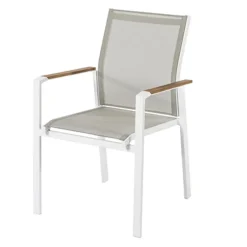 Brico Tuinstoelen-Central Park Tuinstoel Bonifacio Stapelbaar Aluminium/Textileen Taupe