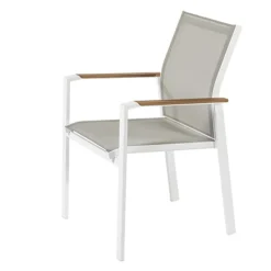 Brico Tuinstoelen-Central Park Tuinstoel Bonifacio Stapelbaar Aluminium/Textileen Taupe