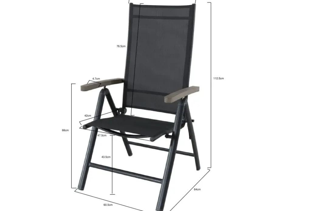 Brico Tuinstoelen-Central Park Tuinstoel Dafne Verstelbaar Aluminium Textileen Antraciet