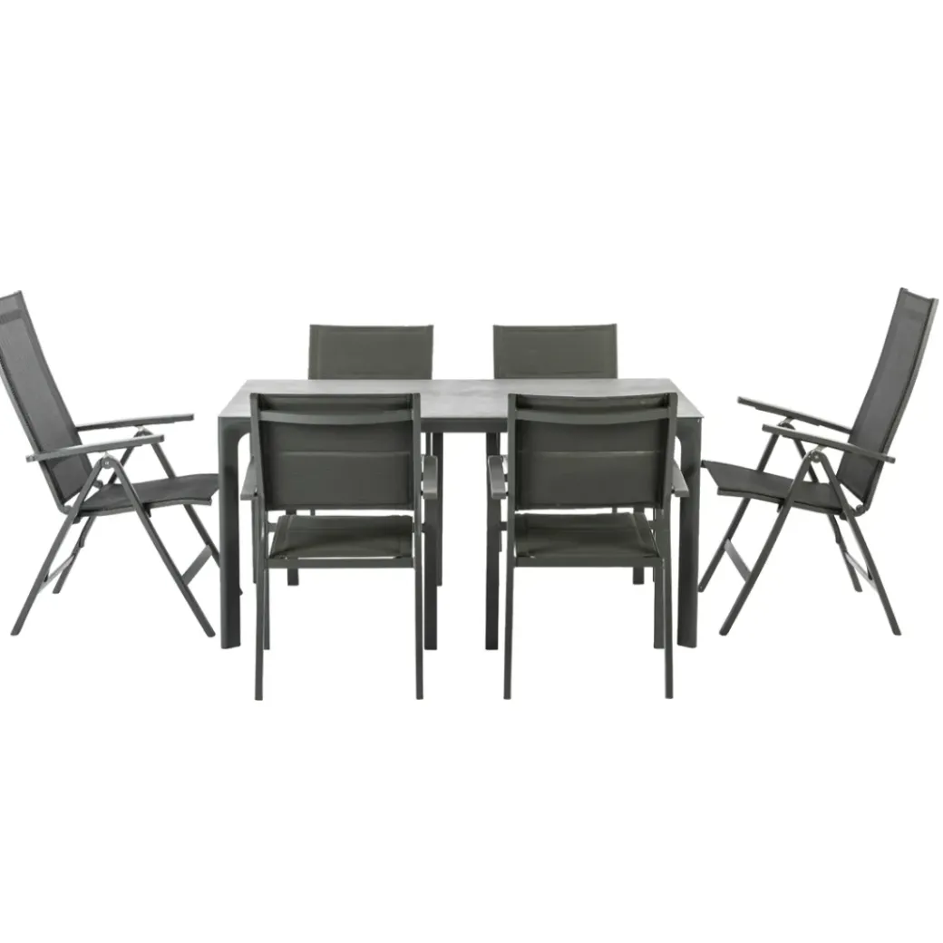 Brico Tuinstoelen-Central Park Tuinstoel Dafne Verstelbaar Aluminium Textileen Antraciet