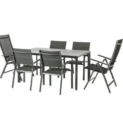 Brico Tuinstoelen-Central Park Tuinstoel Dafne Verstelbaar Aluminium Textileen Antraciet