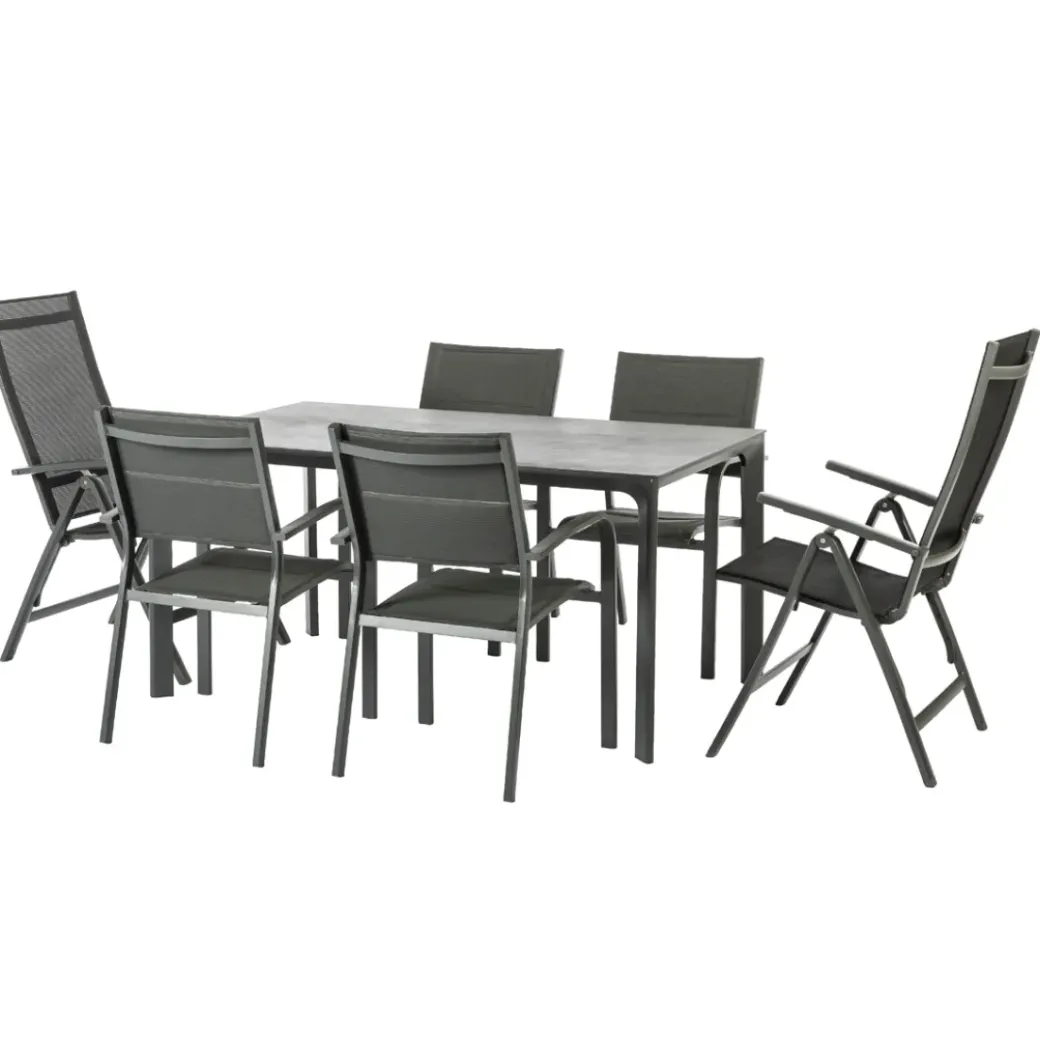 Brico Tuinstoelen-Central Park Tuinstoel Dafne Verstelbaar Aluminium Textileen Antraciet