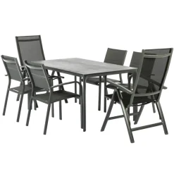 Brico Tuinstoelen-Central Park Tuinstoel Dafne Verstelbaar Aluminium Textileen Antraciet