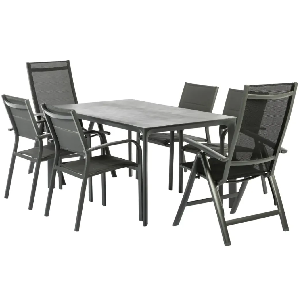 Brico Tuinstoelen-Central Park Tuinstoel Dafne Verstelbaar Aluminium Textileen Antraciet