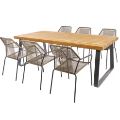 Brico Tuinstoelen-Central Park Tuinstoel Frejus Stapelbaar Wicker Donkergrijs 65,5X62X84Cm