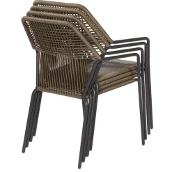 Brico Tuinstoelen-Central Park Tuinstoel Frejus Stapelbaar Wicker Donkergrijs 65,5X62X84Cm