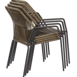 Brico Tuinstoelen-Central Park Tuinstoel Frejus Stapelbaar Wicker Donkergrijs 65,5X62X84Cm