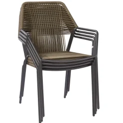 Brico Tuinstoelen-Central Park Tuinstoel Frejus Stapelbaar Wicker Donkergrijs 65,5X62X84Cm