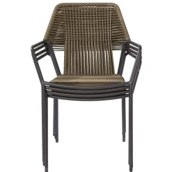 Brico Tuinstoelen-Central Park Tuinstoel Frejus Stapelbaar Wicker Donkergrijs 65,5X62X84Cm