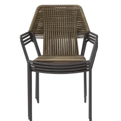 Brico Tuinstoelen-Central Park Tuinstoel Frejus Stapelbaar Wicker Donkergrijs 65,5X62X84Cm